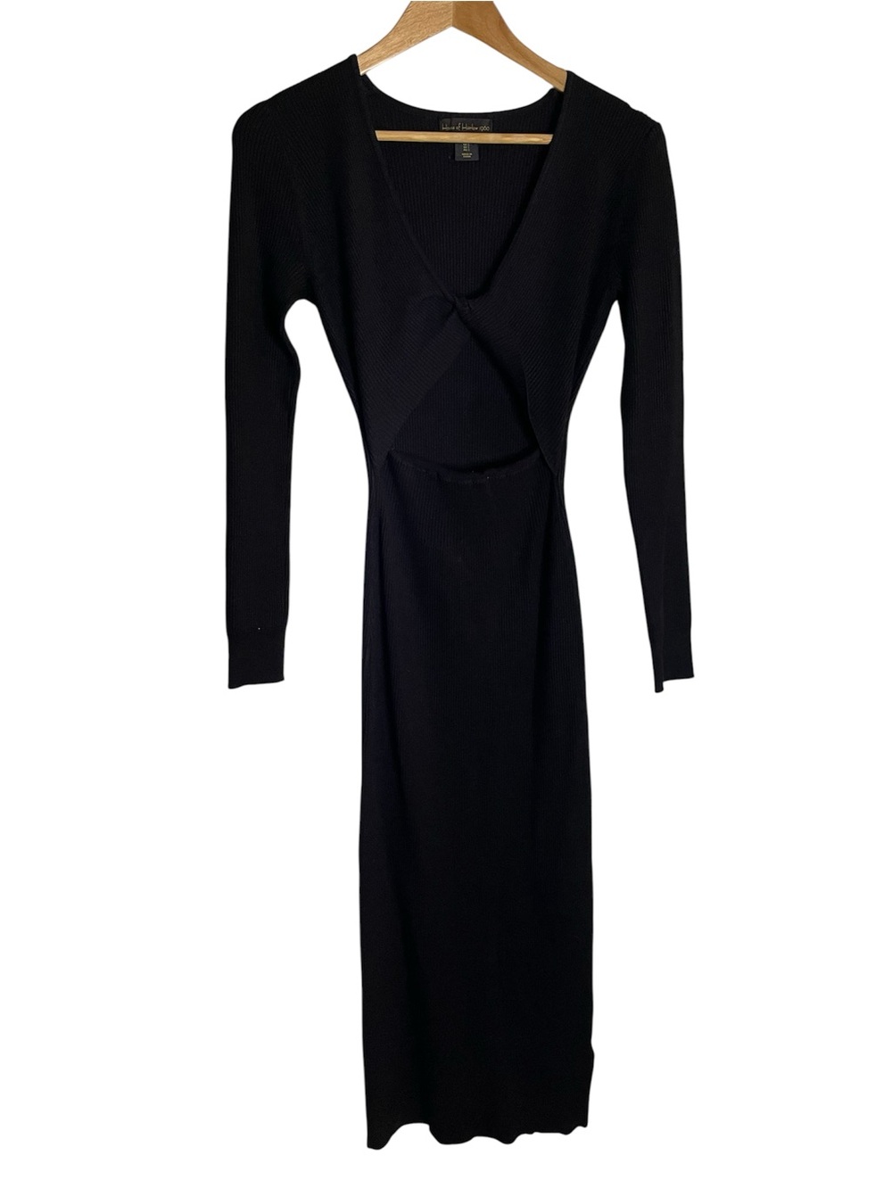 House of Harlow 1960 Black Long Sleeve Cutout Knit Maxi Dress Size S